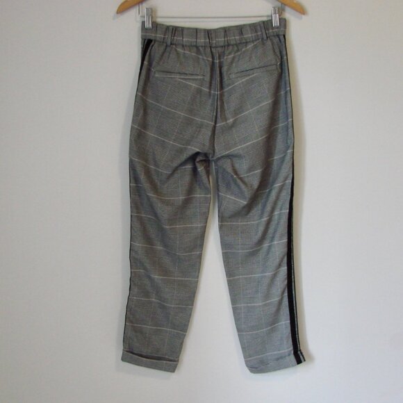 Zara Gray Glen Plaid Check Trouser Pants Side Stripe Ankle Cropped Size Small - Picture 11 of 15